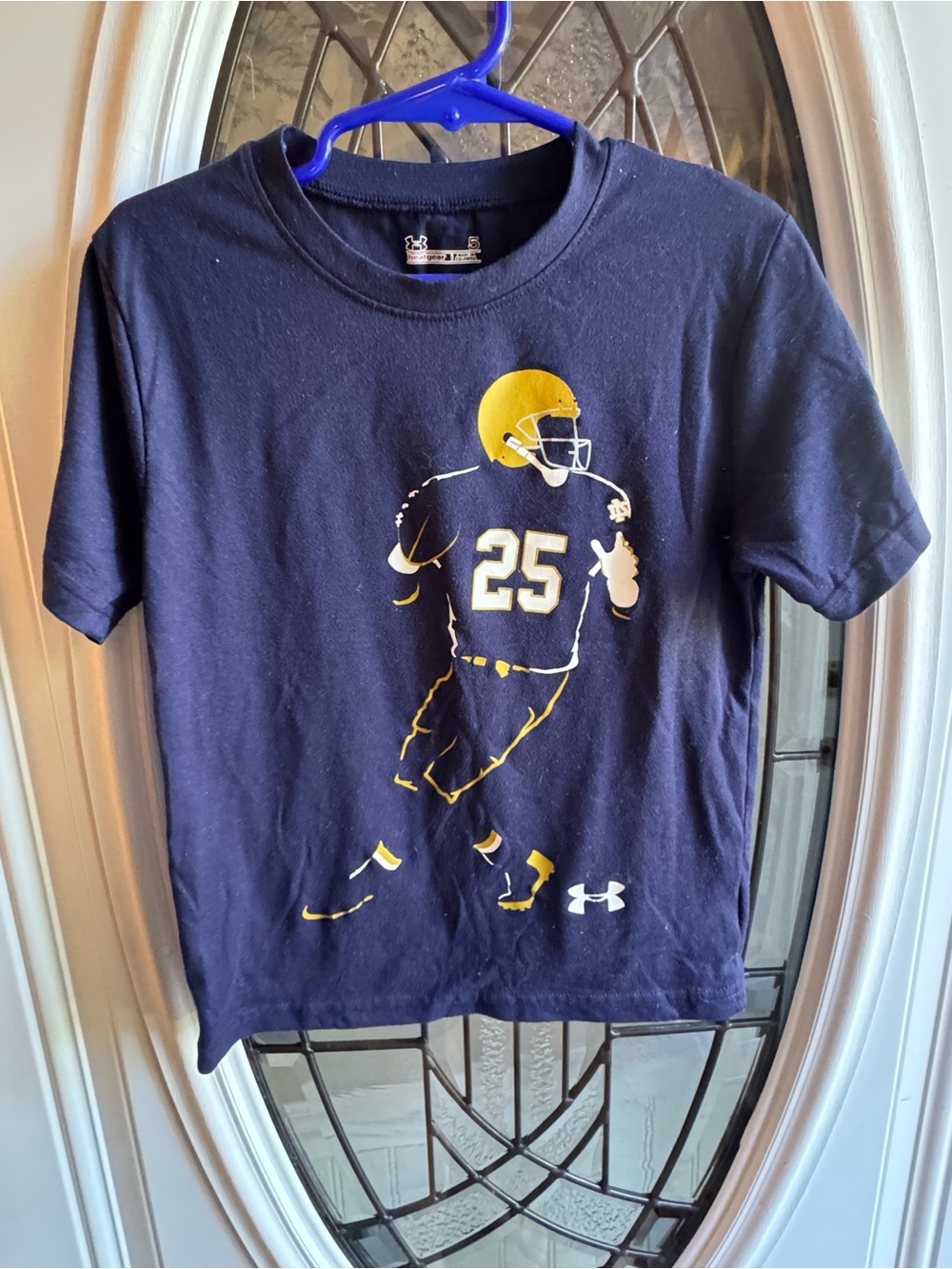 Under Armour Notre Dame Football Graphic Tee Boys Size 5 HeatGear